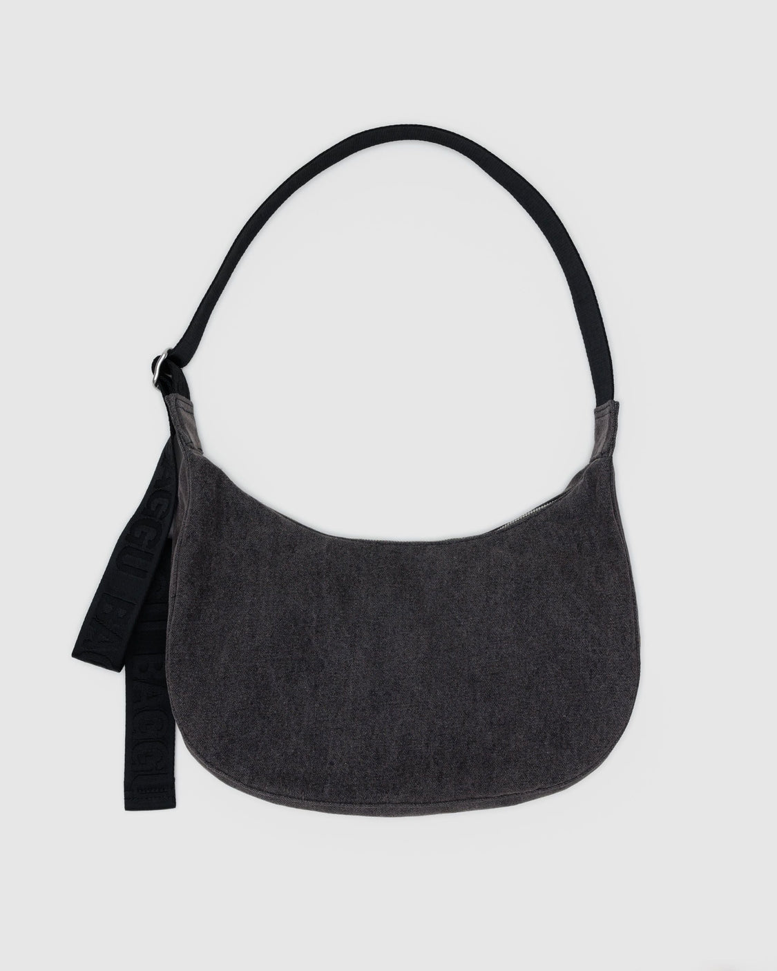 Medium Denim Crescent Bag - Washed Black Denim - Premium Street Style