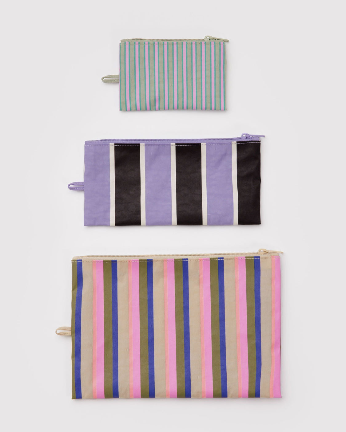 Flat Pouch Set - Candy Shop Stripes - Travel Utility Pack
