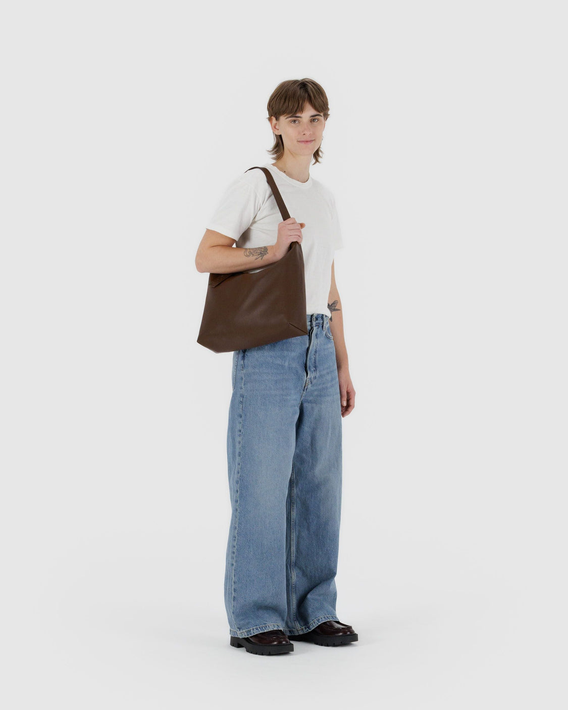 Recycled Leather Shoulder Bag - Brown - Premium City Pick