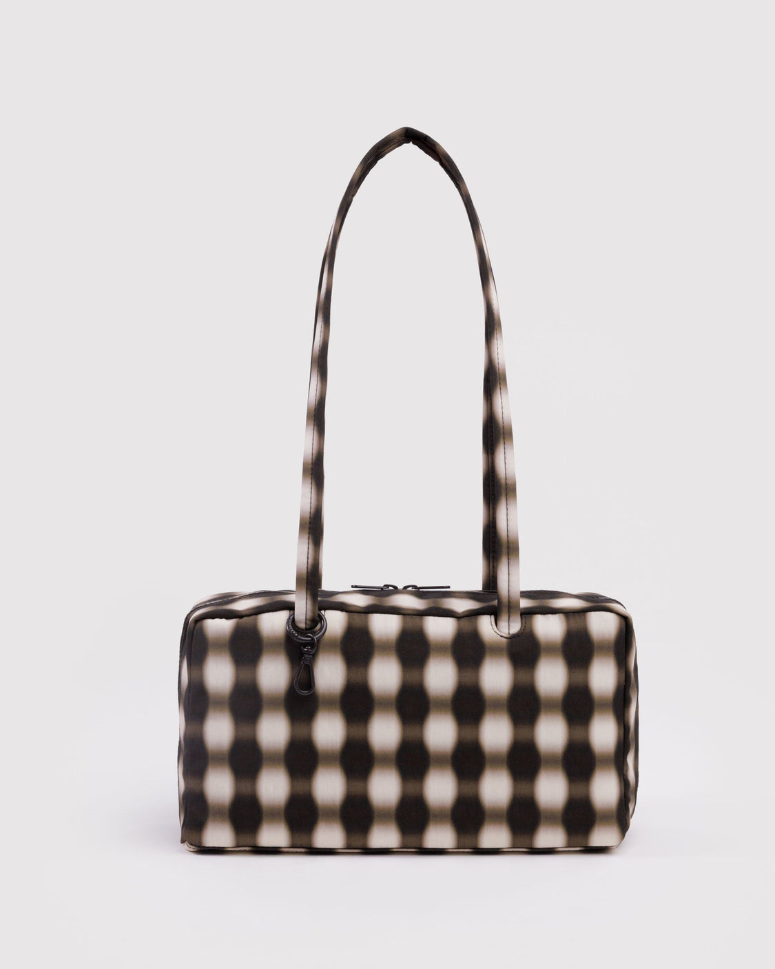 Nylon Bowler Bag - Blurred Gingham Brown - Lite Market Choice